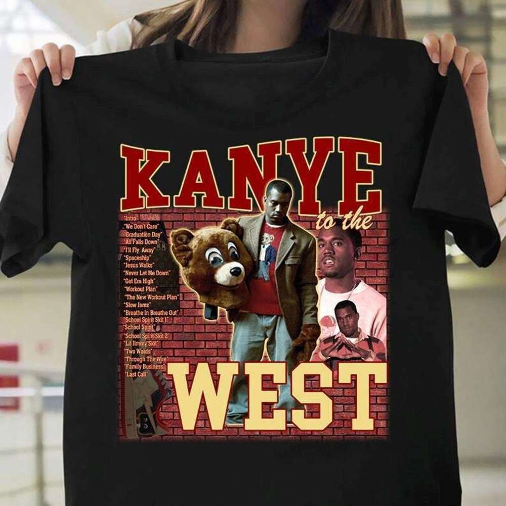 Black Graphic Short Sleeve Tee with Vintage-Style West Print